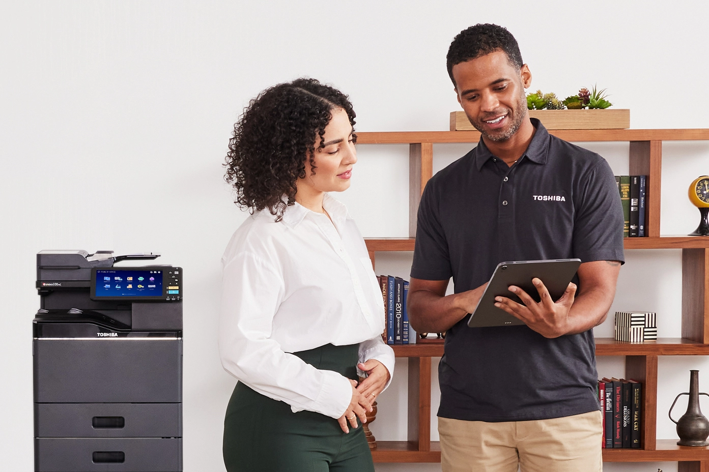 toshiba dealer talking to a client